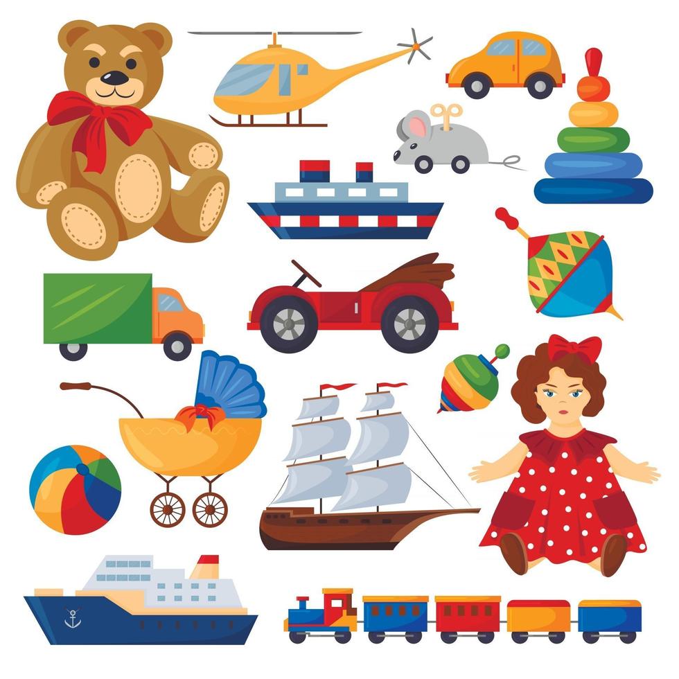 Colorful set of childrens toys vector