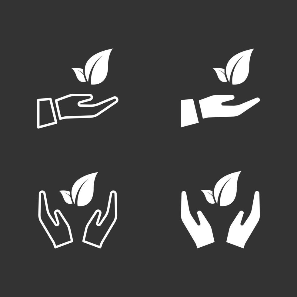 icono de hoja de planta de mano estilo plano aislado sobre fondo blanco vector