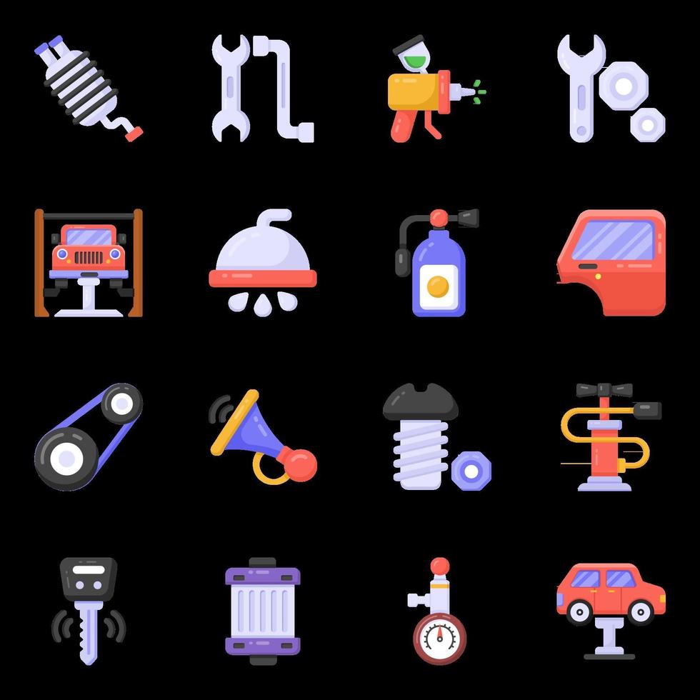 Auto Workshop and Car Wash Service icons vector