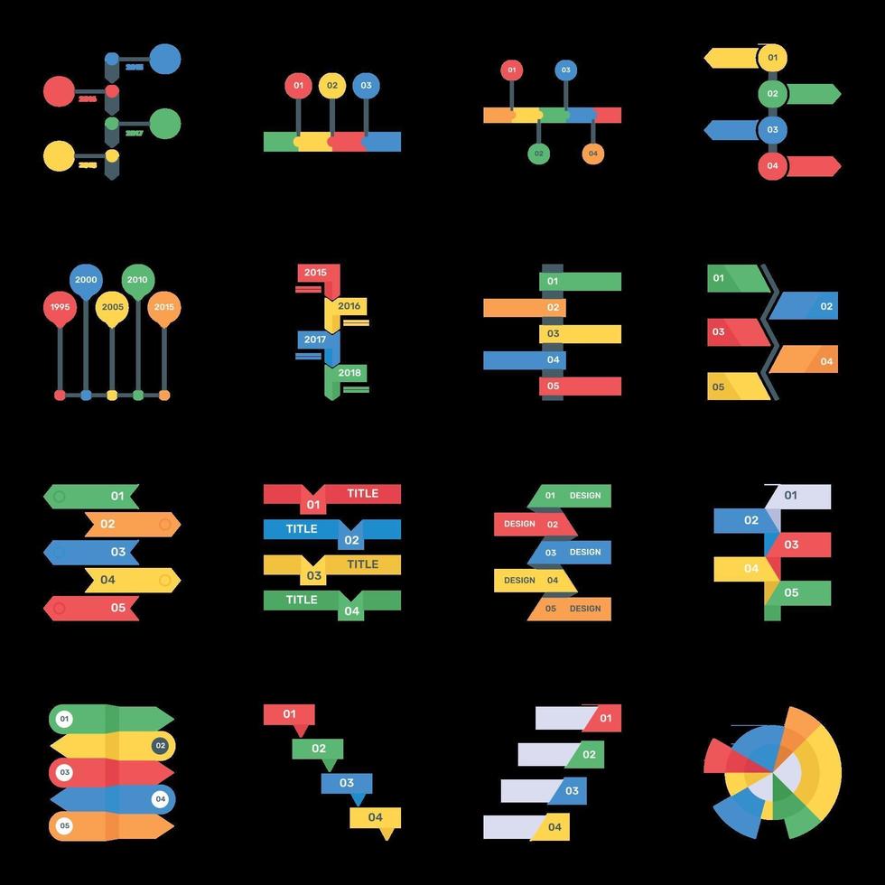 Diferentes tablas y gráficos modernos. vector