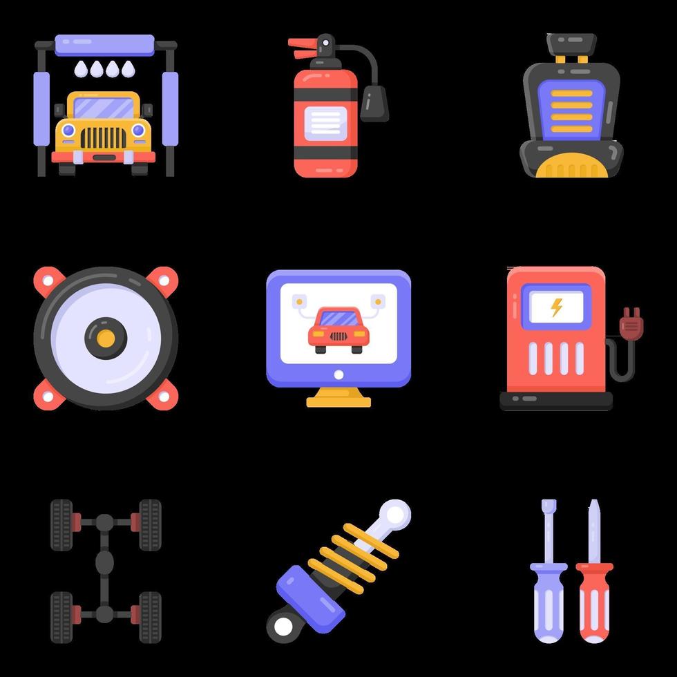 Car Maintenance Service icons vector