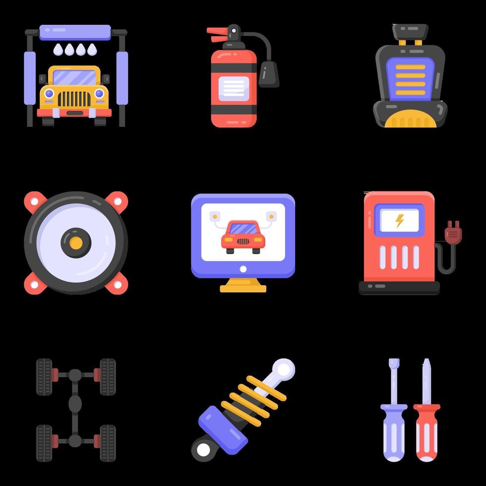 iconos de servicio de mantenimiento de automóviles vector