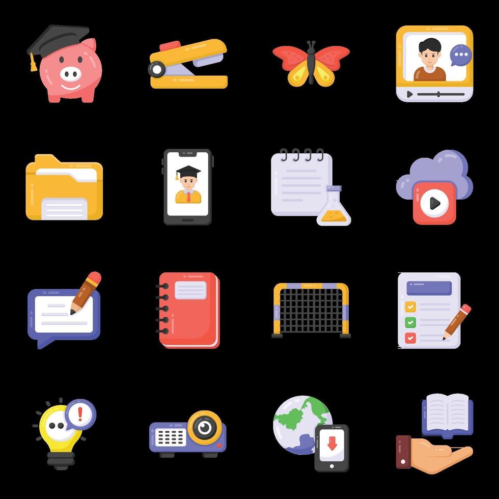 Learning and Stationery icons vector