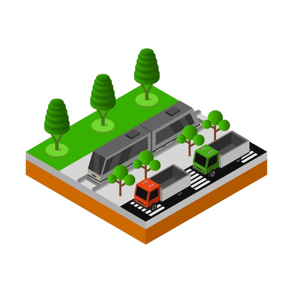 Train On Tracks Isometric vector