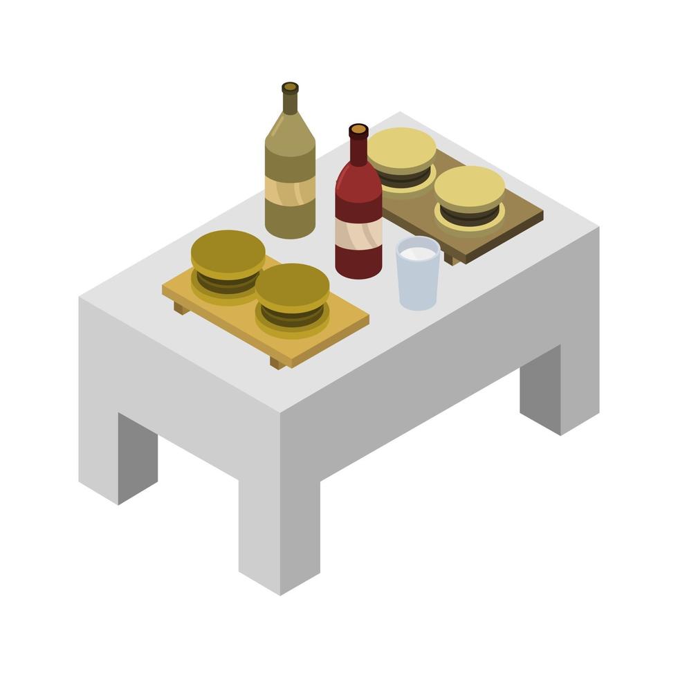 mesa de cocina isométrica vector