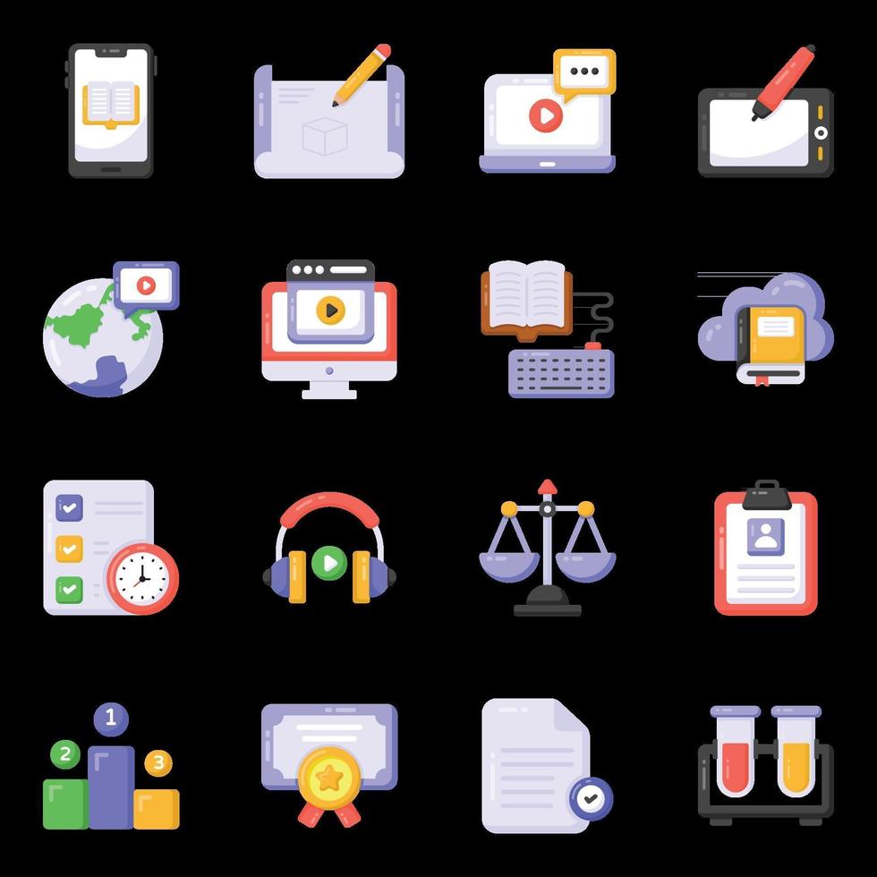 iconos de elearning y educación vector