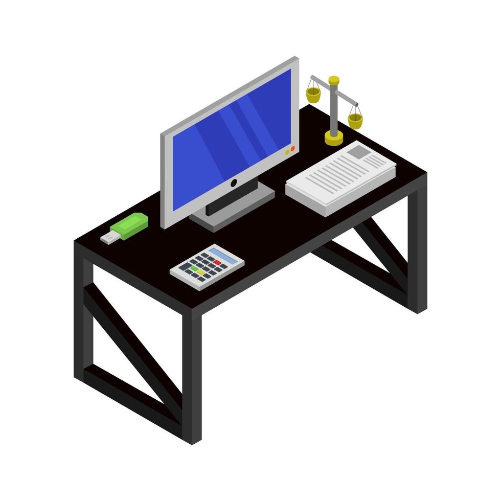 Isometric Office Desk vector