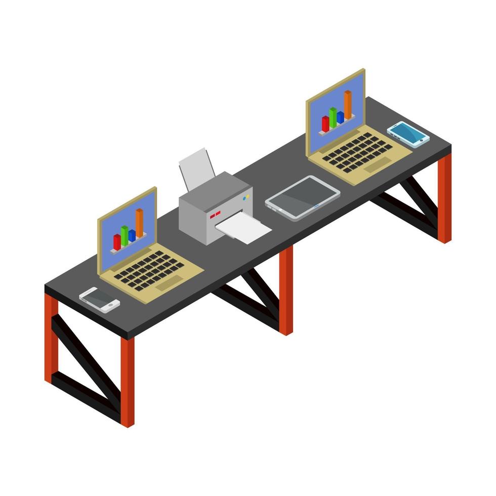 escritorio de oficina isométrico vector