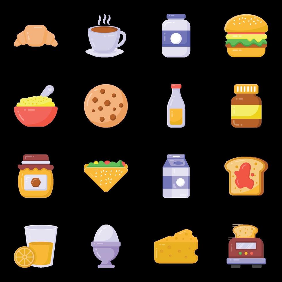 iconos de desayuno y comida vector