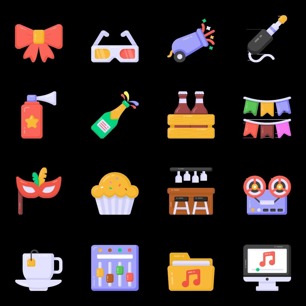 Party and Equipment icons vector