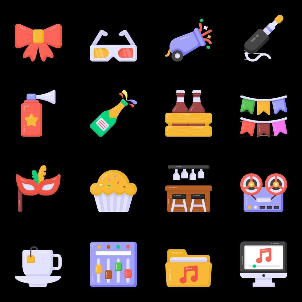 iconos de fiesta y equipo vector