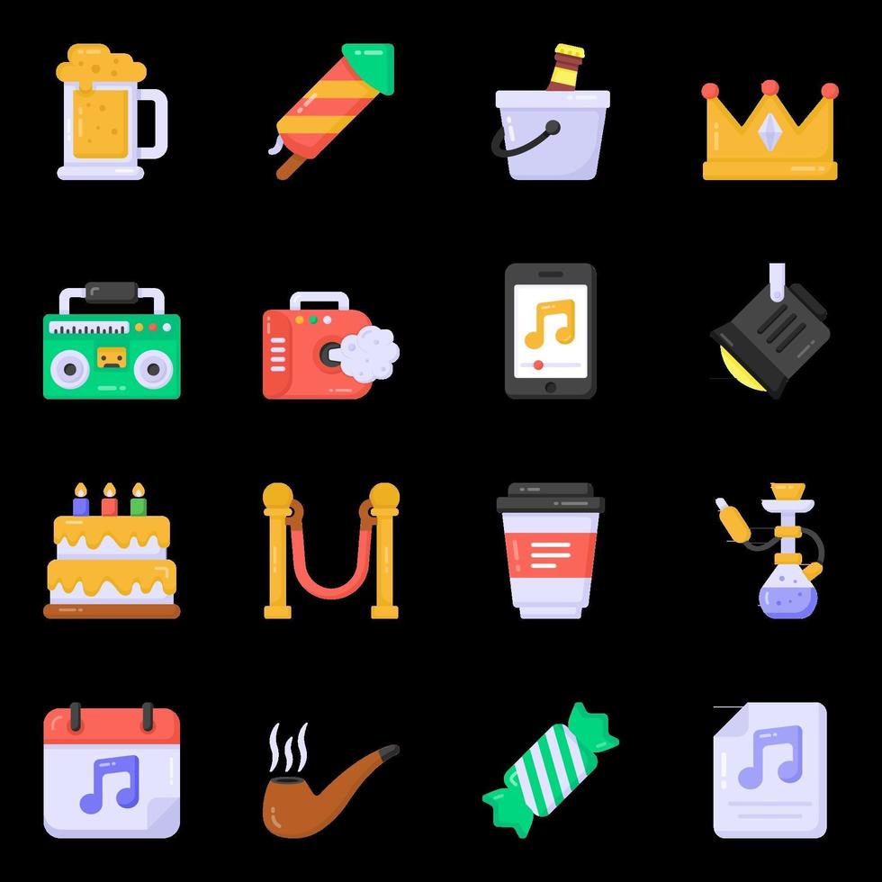 iconos de fiesta y celebración vector