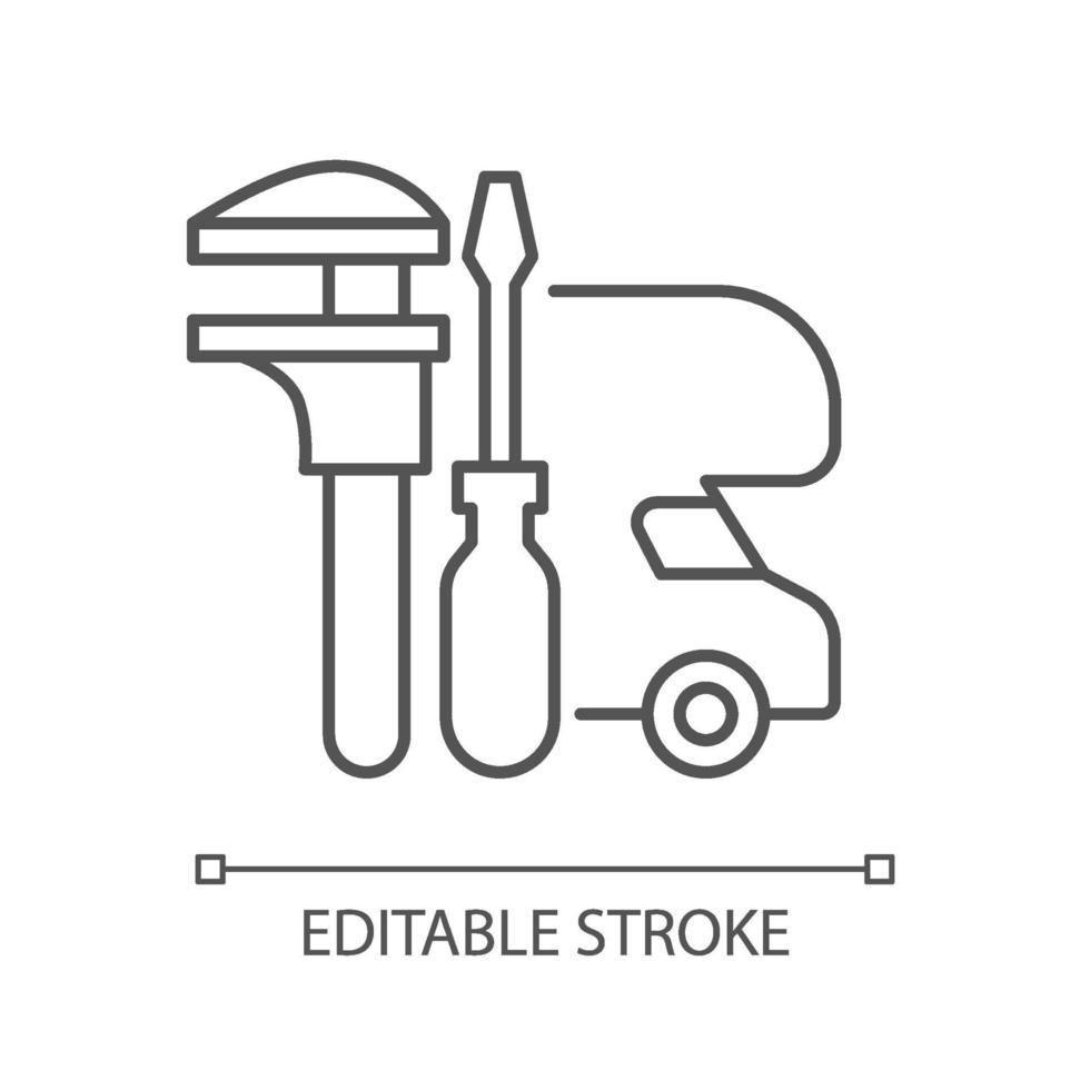 RV maintenance linear icon vector