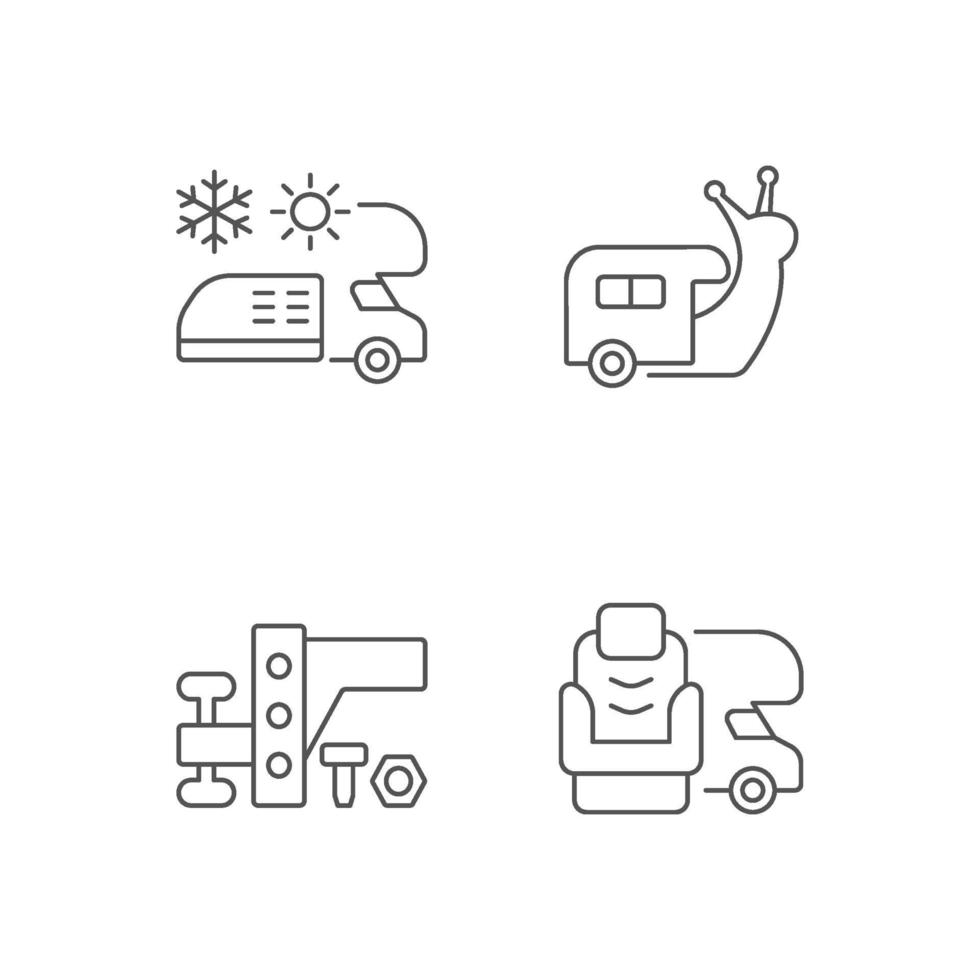 Recreational vehicle linear icons set vector