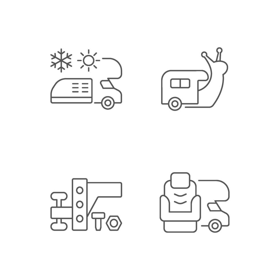 Recreational vehicle linear icons set vector