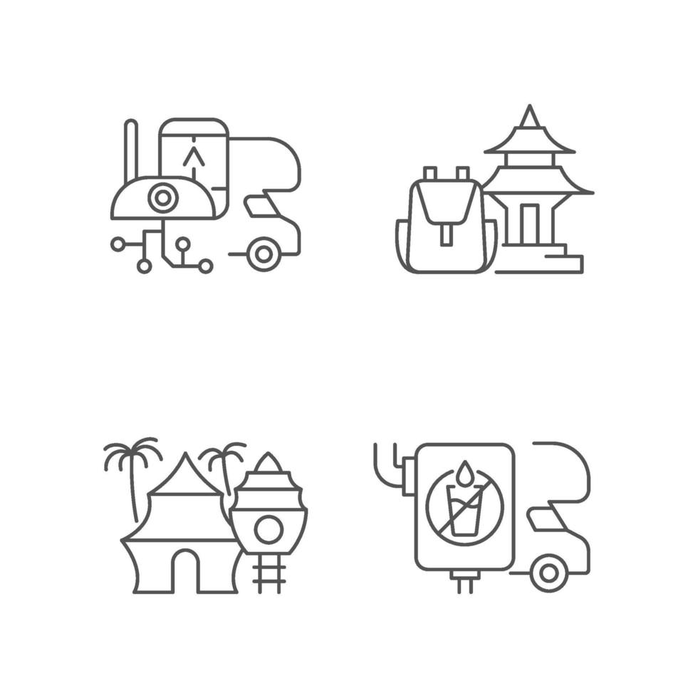 Vacation linear icons set vector