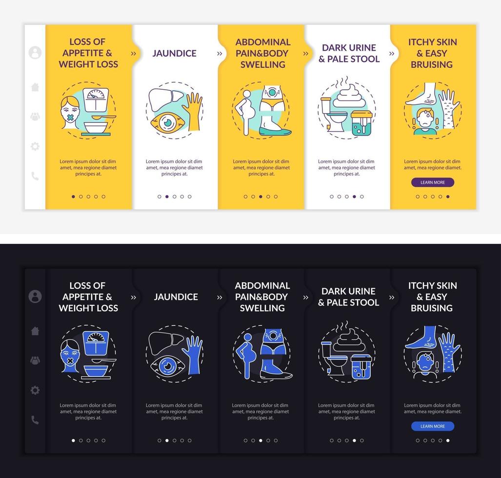 Liver dysfunction hints onboarding vector template 2388149 Vector Art ...