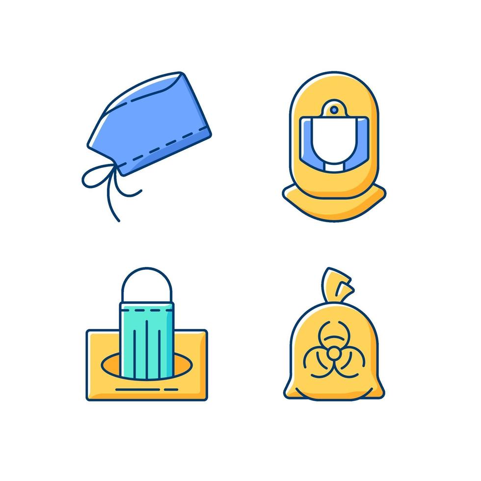 Personal protective equipment RGB color icons set vector