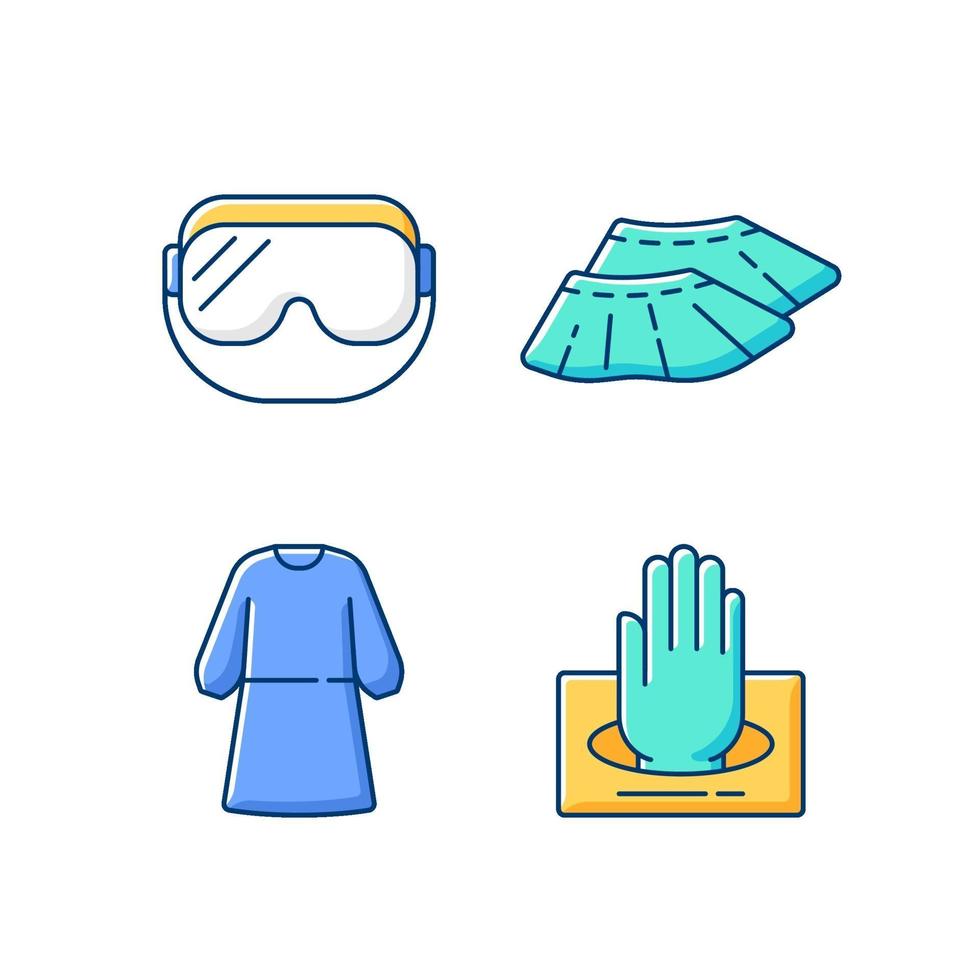 Disposable medical wear RGB color icons set vector