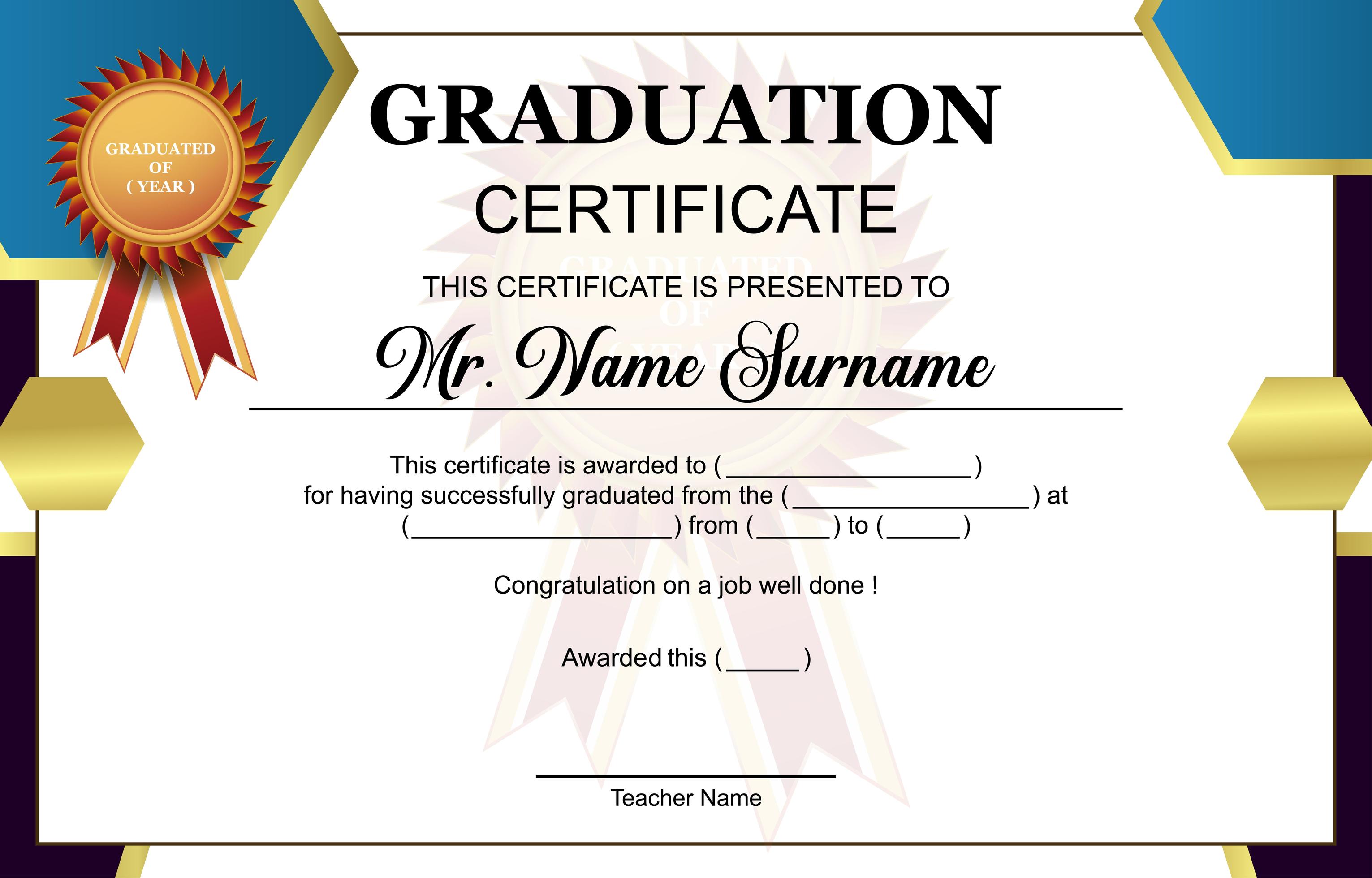 Graduation Certificate Template 2388205 Vector Art At Vecteezy