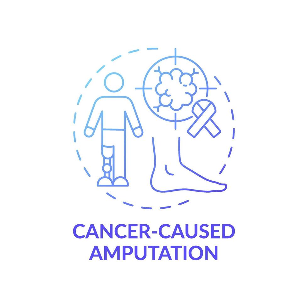 icono de concepto de amputación causada por cáncer vector