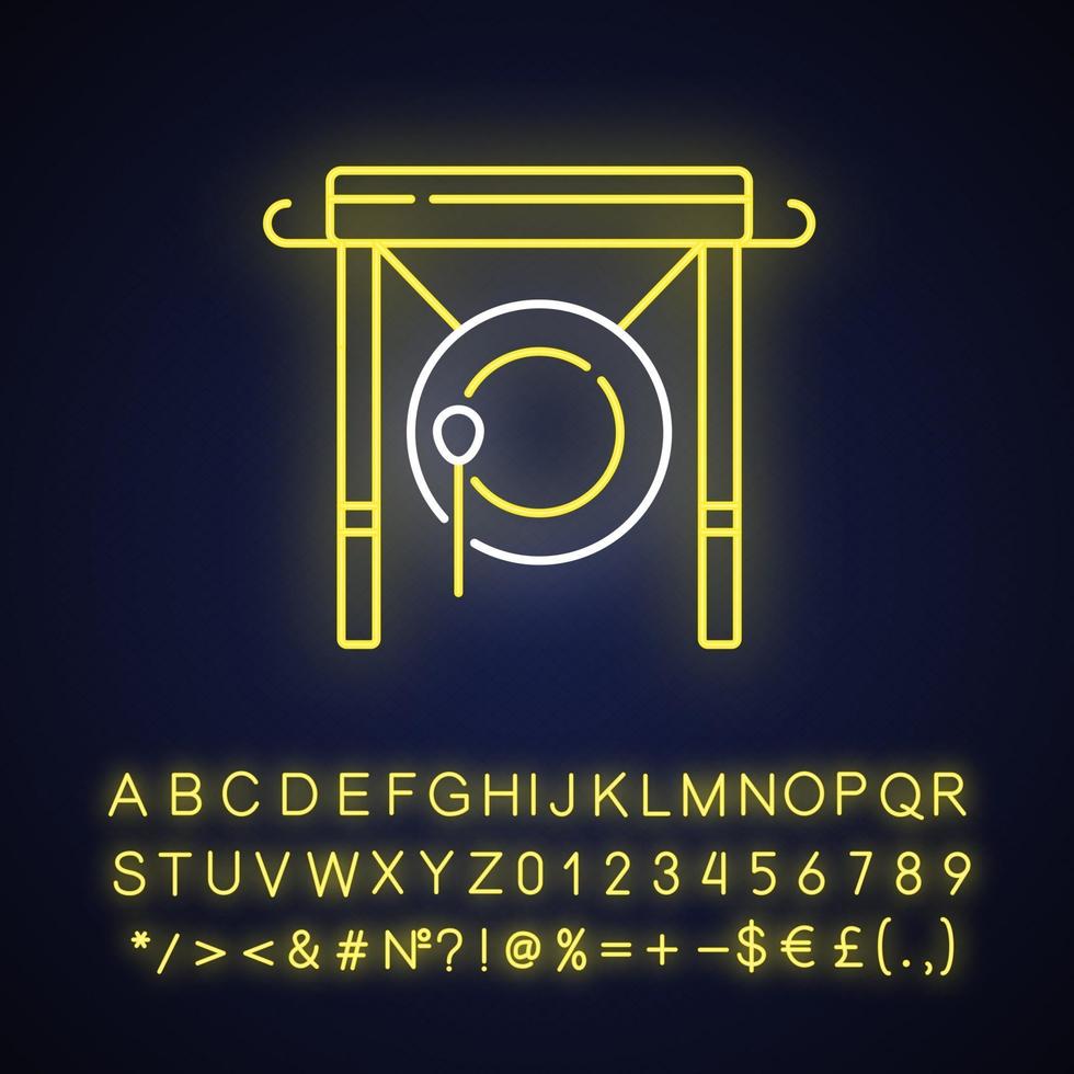 Chinese gong neon light icon vector