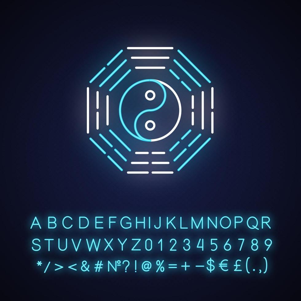 Bagua neon light icon vector