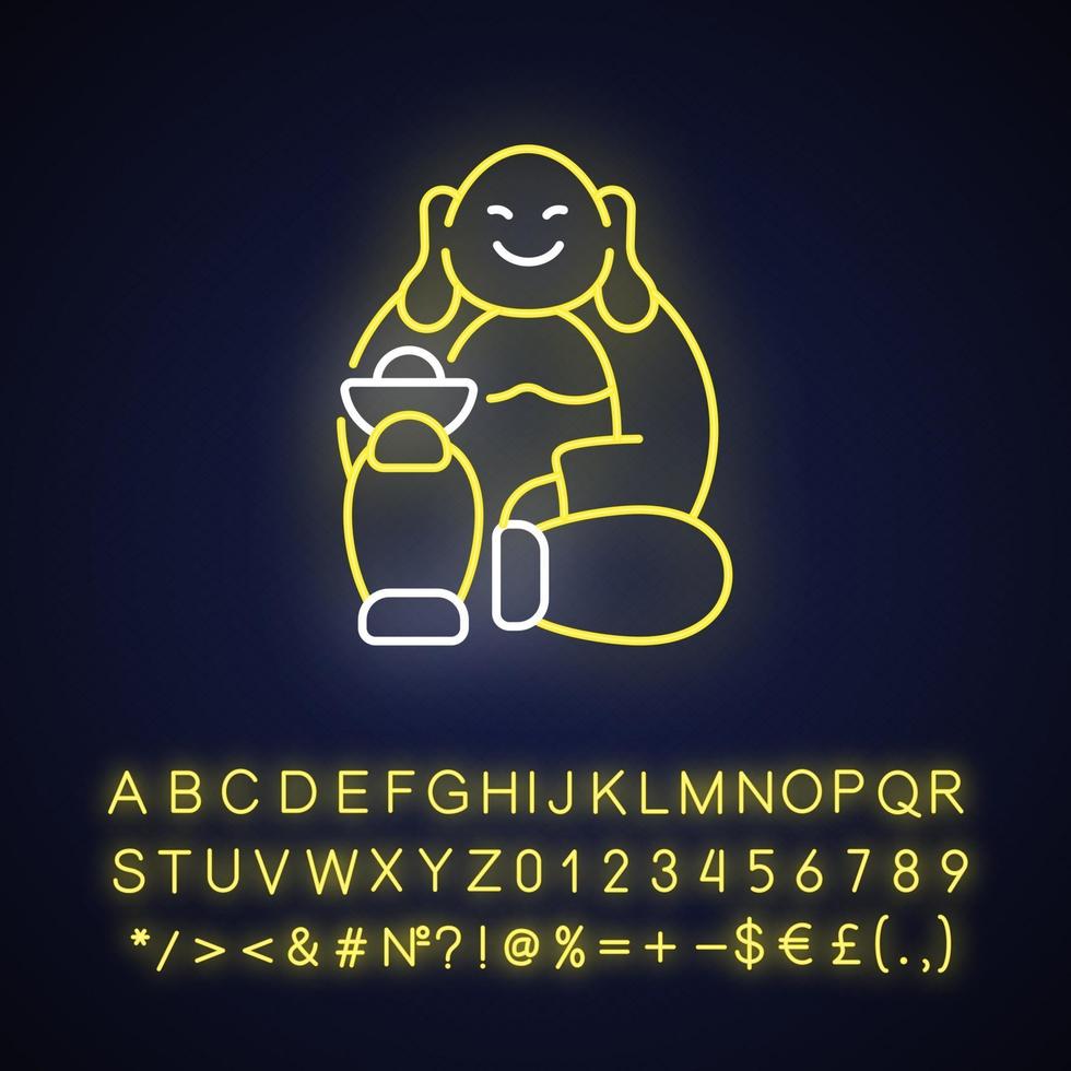 Laughing Buddha neon light icon vector