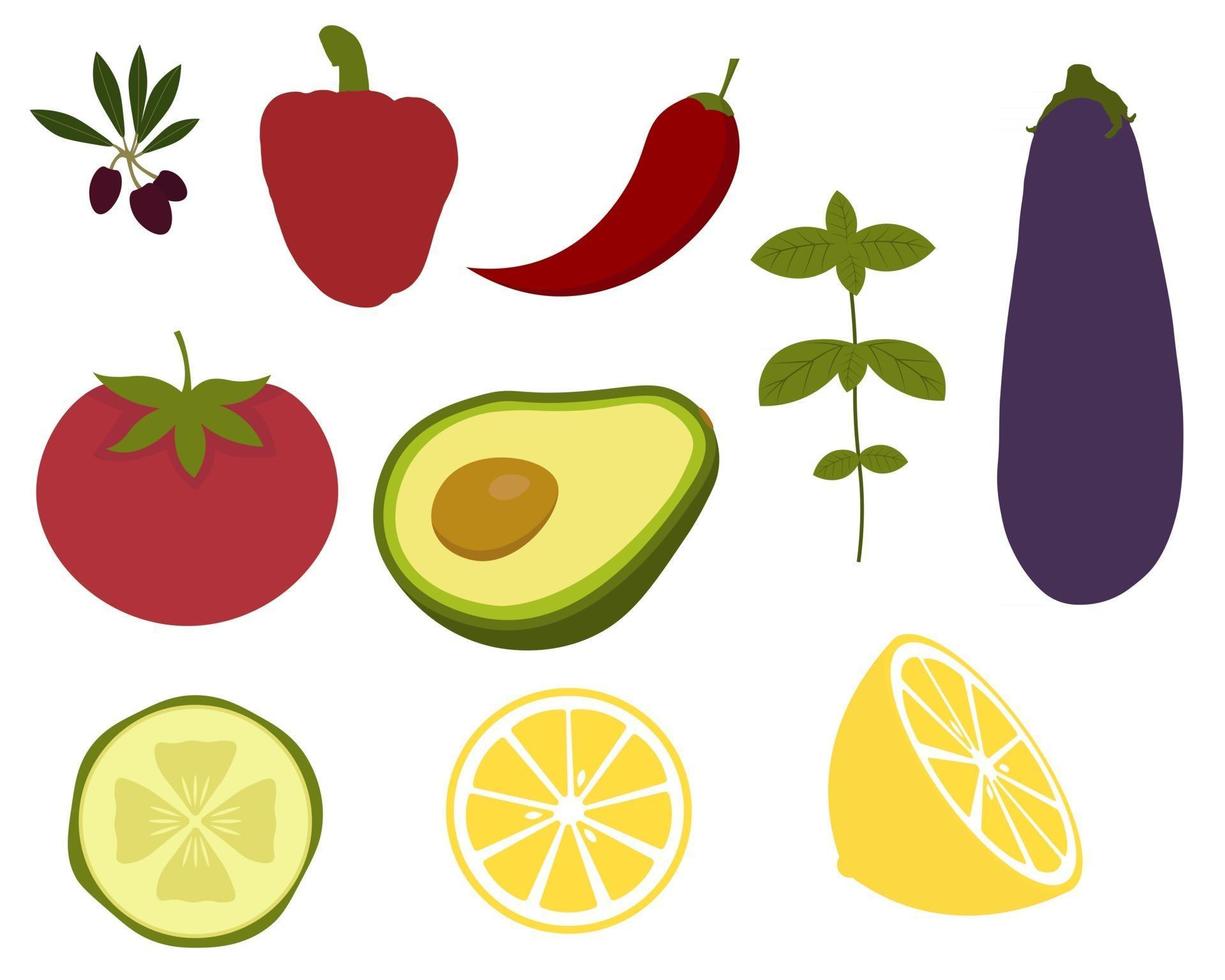 verduras frescas para ensalada ilustración vectorial vector