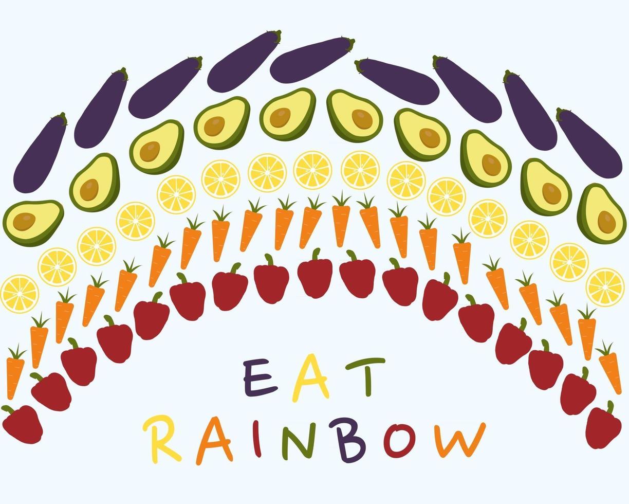 Vector rainbow made from vegetables Multi cored food Healthy diet illustration