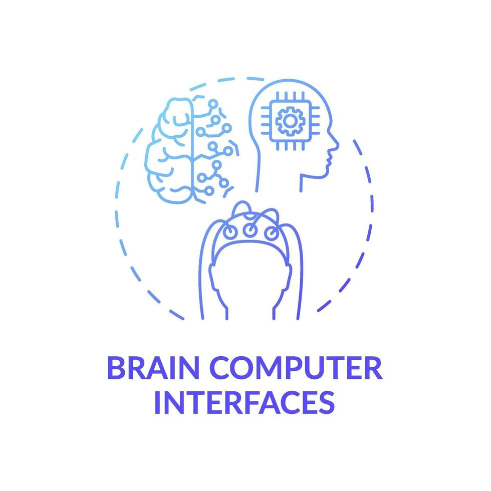 Brain computer interfaces concept icon vector