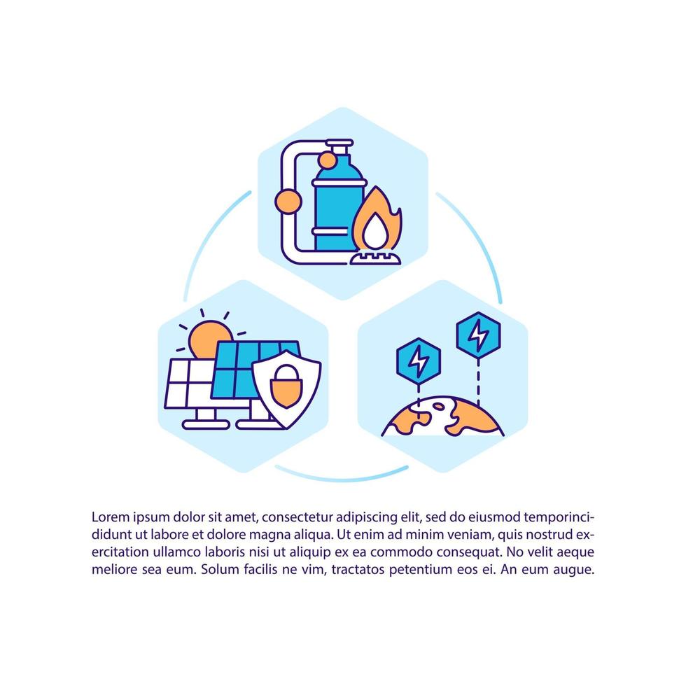 Energy security concept line icons with text vector