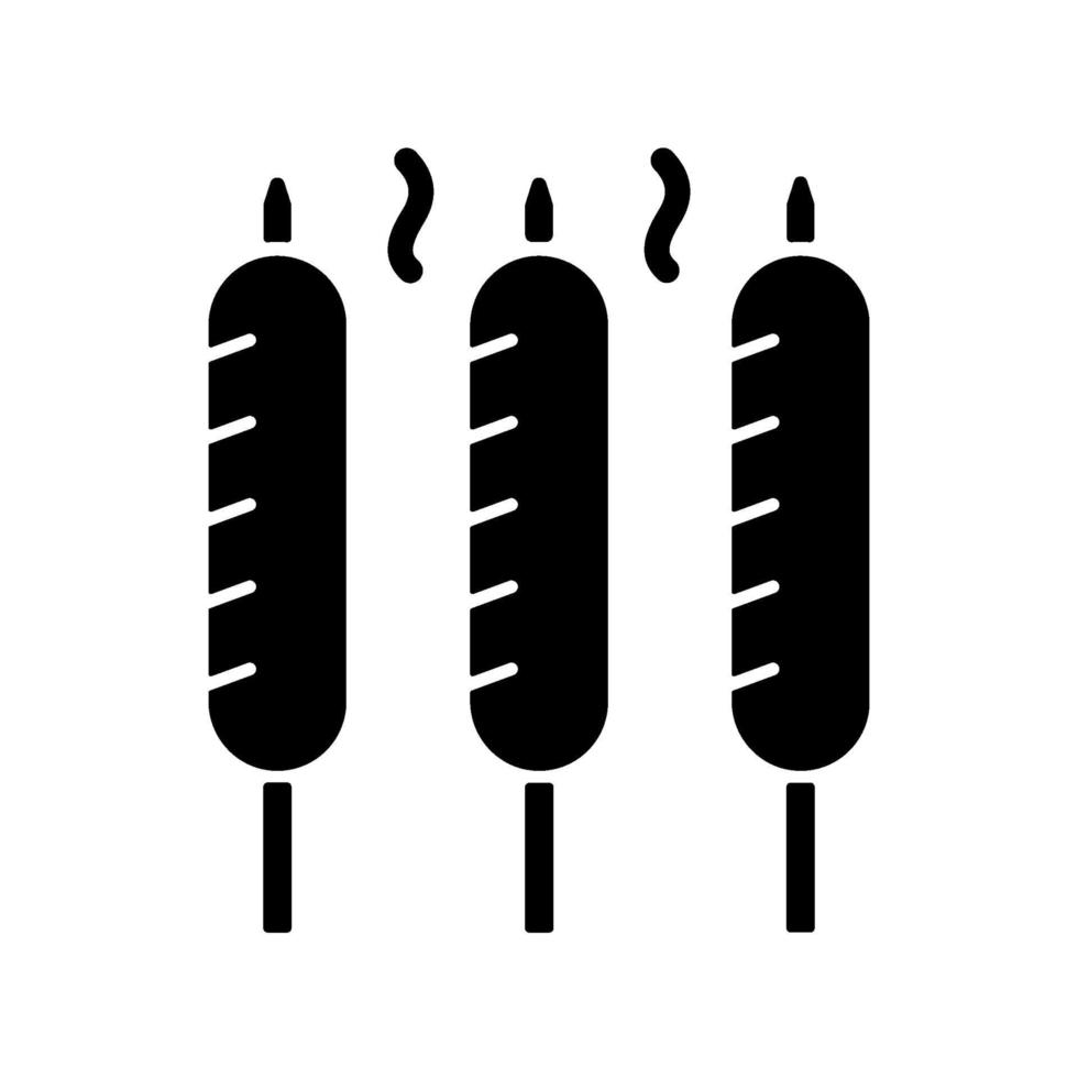 Grilled sausages black glyph icon vector