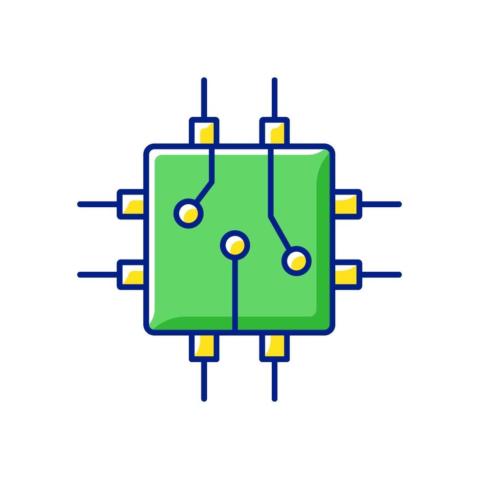 diseño de placa de circuito icono de color rgb vector