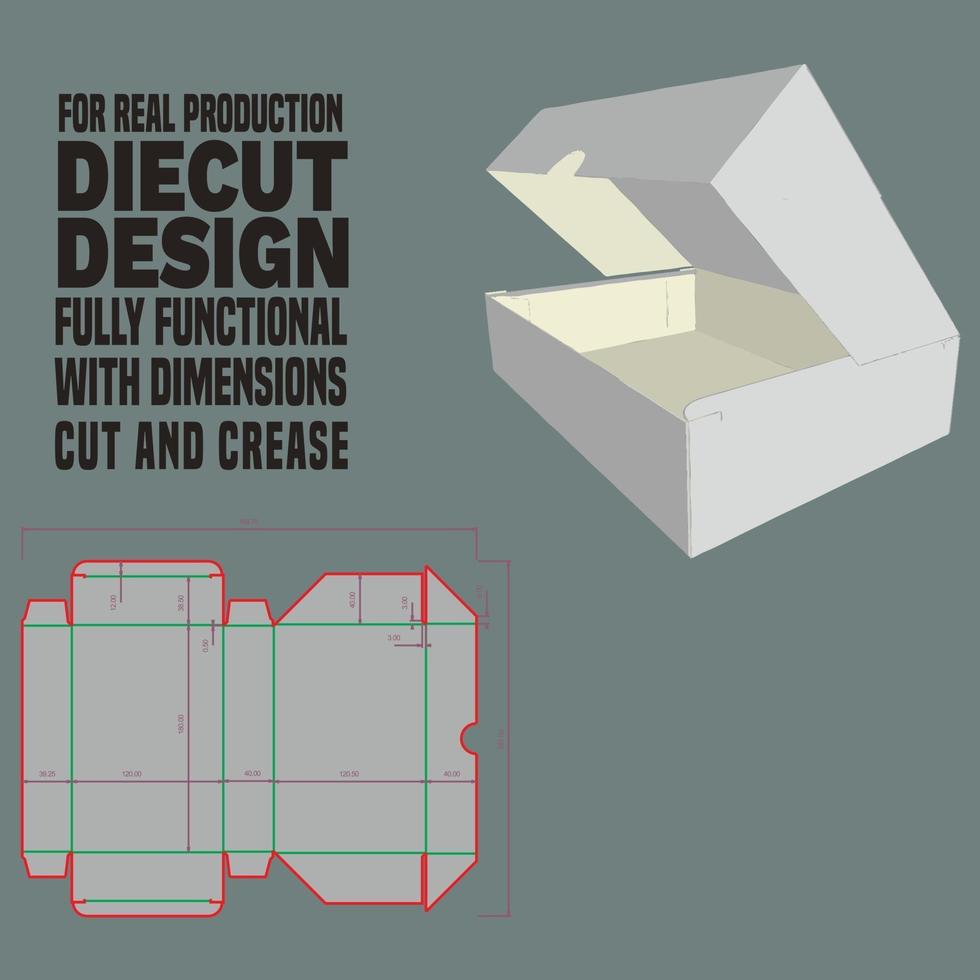 diseño de troquelado de caja línea de troquel de caja cuatro bandejas pegadas de una sola pared panel de esquina pegado sin tela cierre de pliegue como pantalla con tapa pegada hacia afuera vector