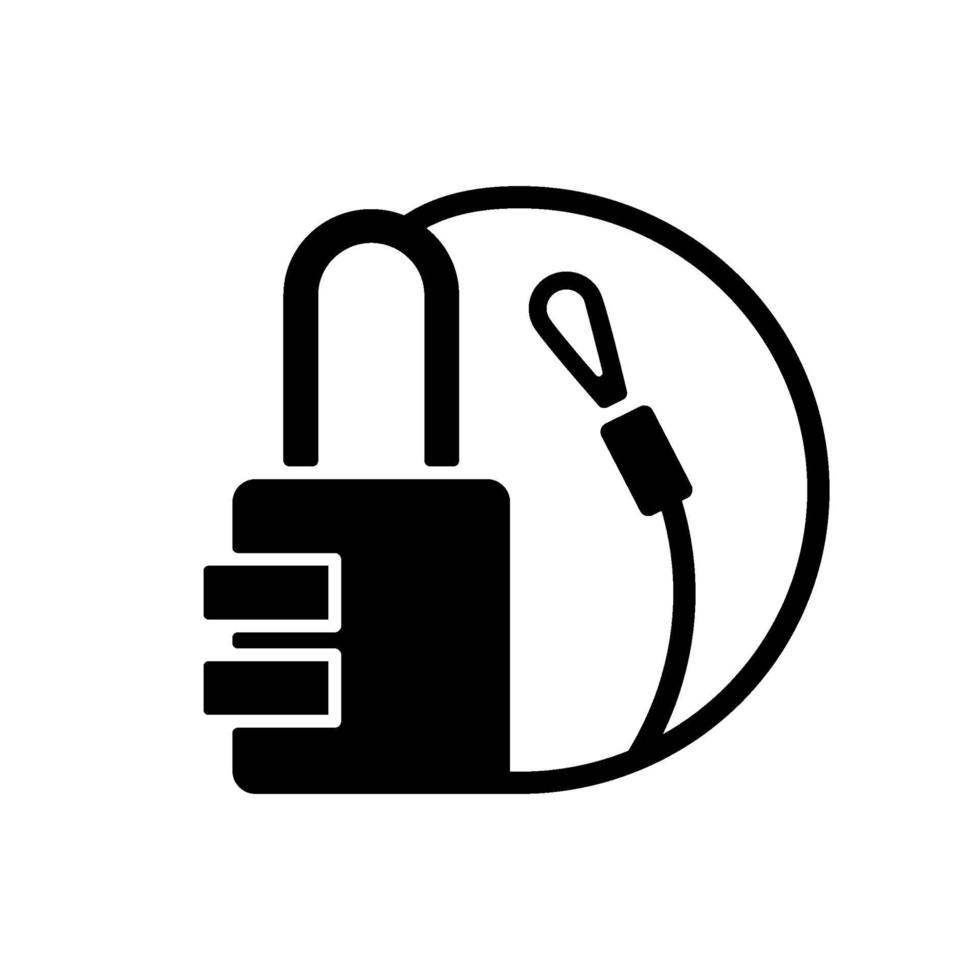 Travel padlock black glyph icon vector