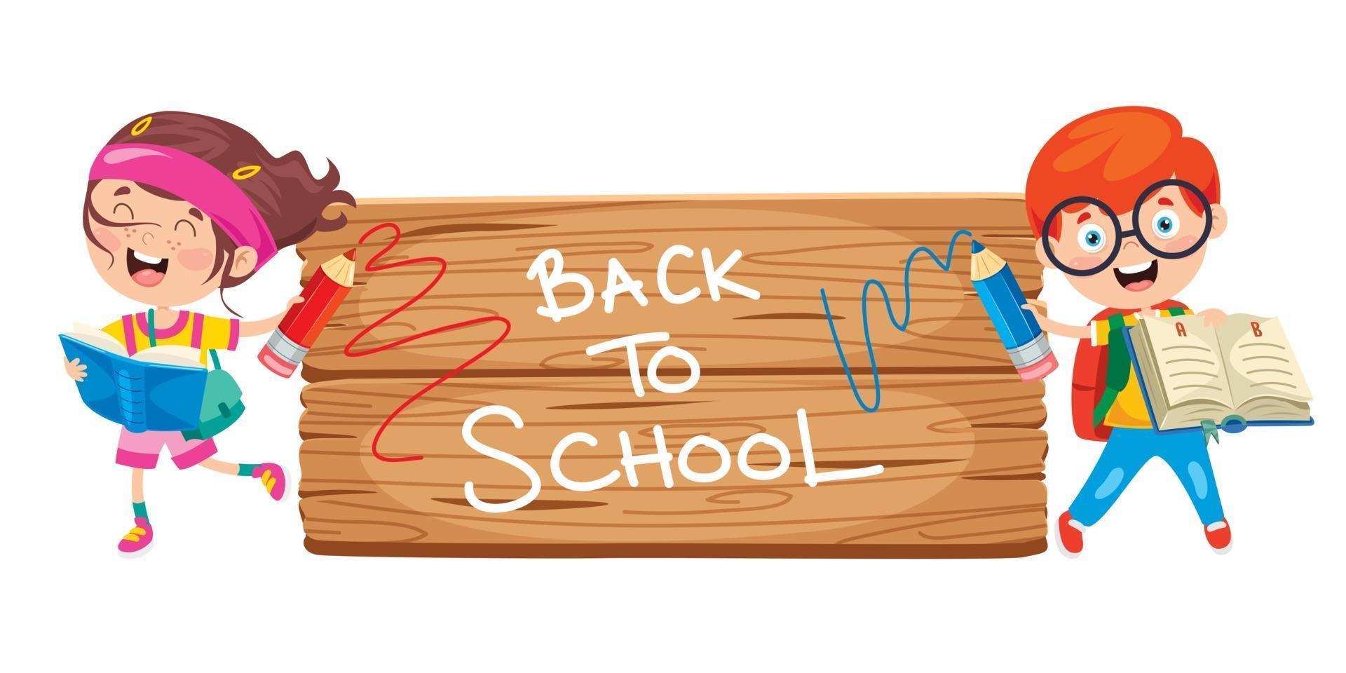 Back To School Concept With Funny Children vector