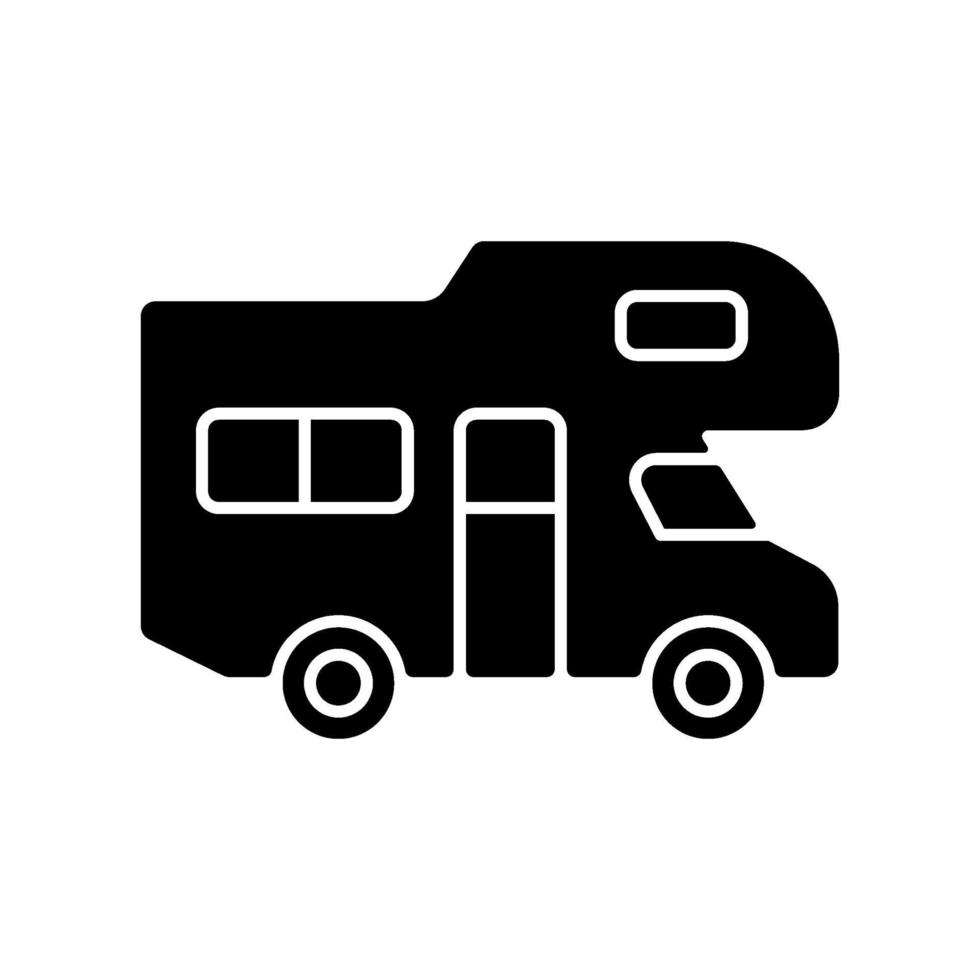 Recreational vehicle black glyph icon vector