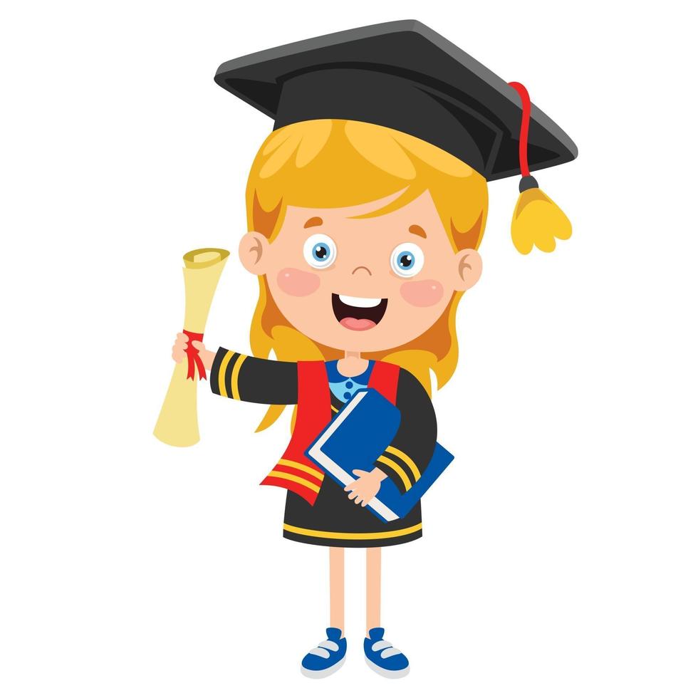 Cartoon Happy Kid In Graduation Costume vector