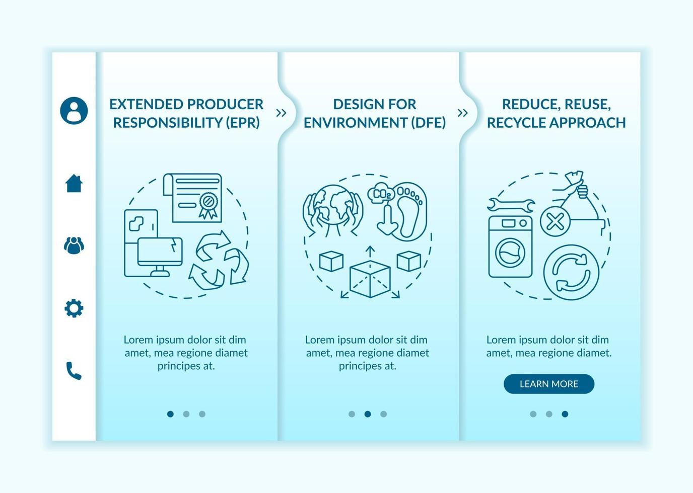 Electronic waste reduction initiatives onboarding vector template