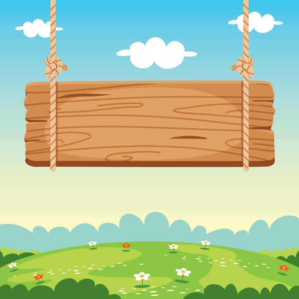 ilustración de tablero de letrero de madera en blanco vector