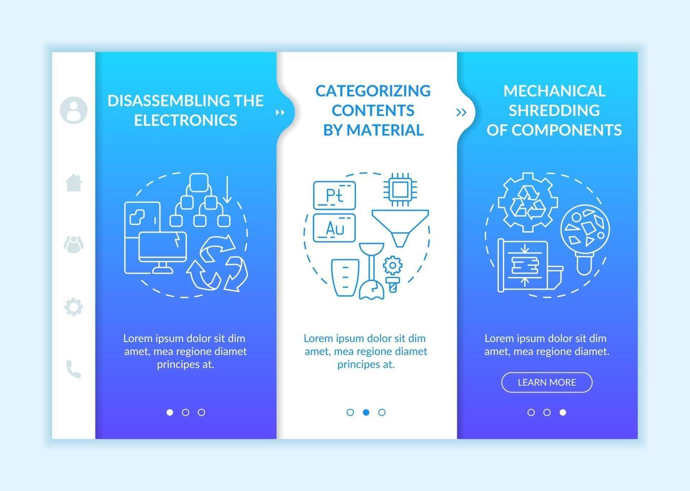 Electronic waste recycling onboarding vector template