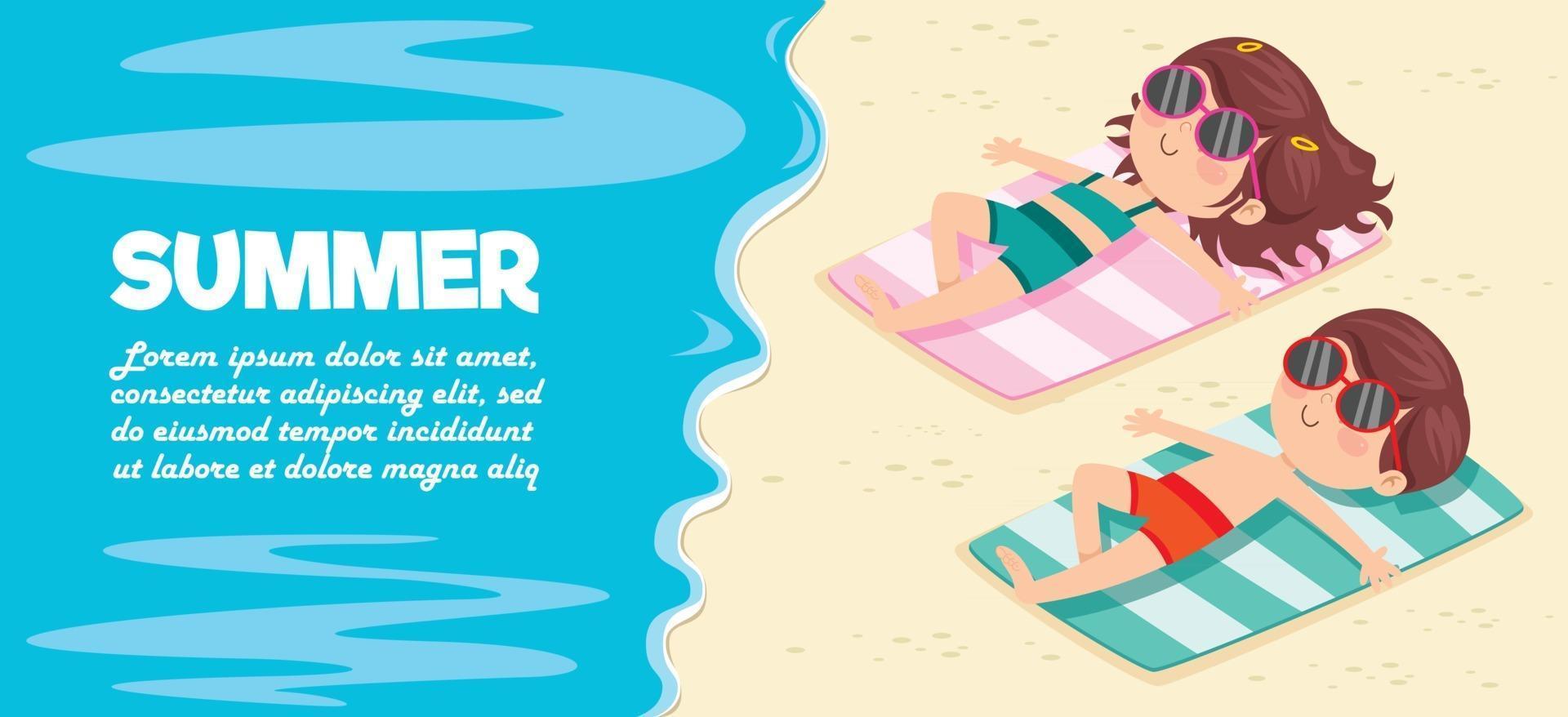 Cartoon Character Sunbathing On The Beach vector