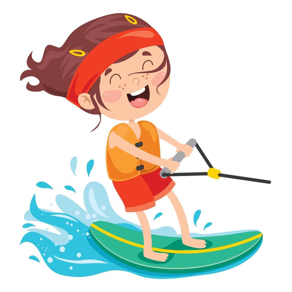 Happy Cartoon Character Surfing At Sea vector
