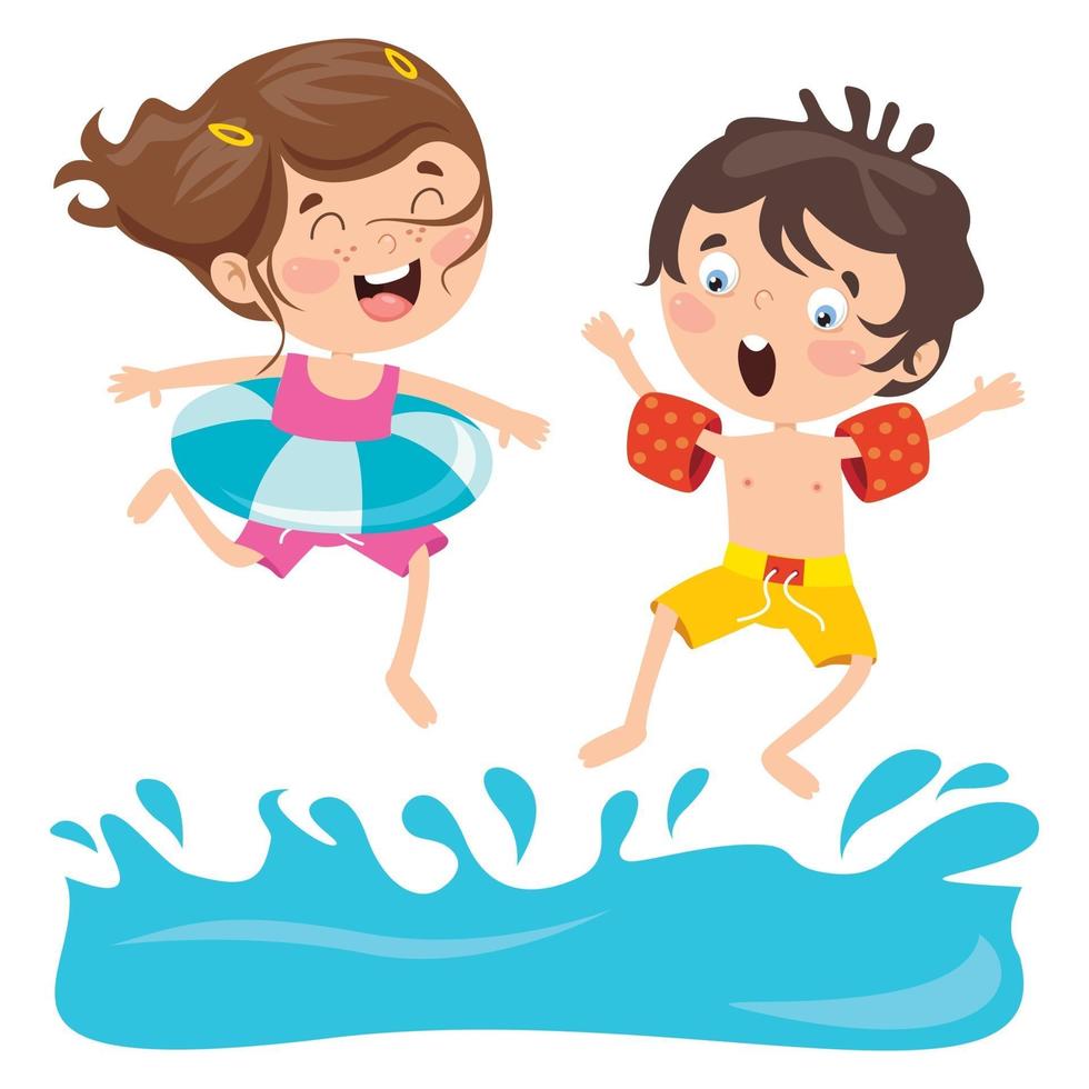 Cartoon Characters Jumping Into Water vector