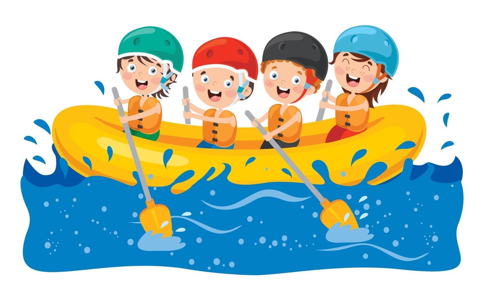 grupo de niños pequeños rafting vector