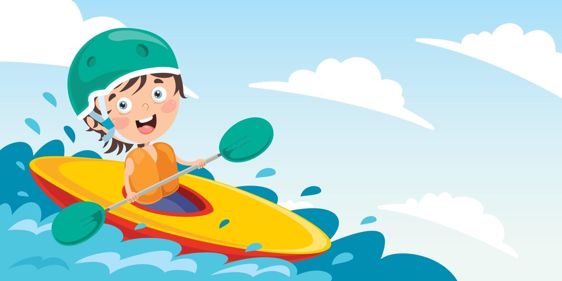 Cartoon Character With A Canoe vector