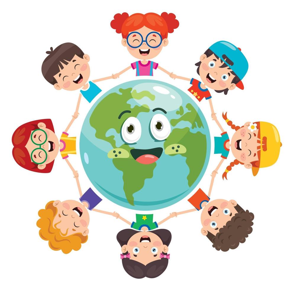 Group Of Children Playing On Earth vector