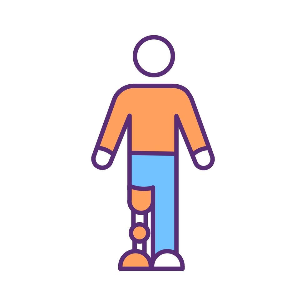 icono de color rgb de pierna protésica por debajo de la rodilla vector