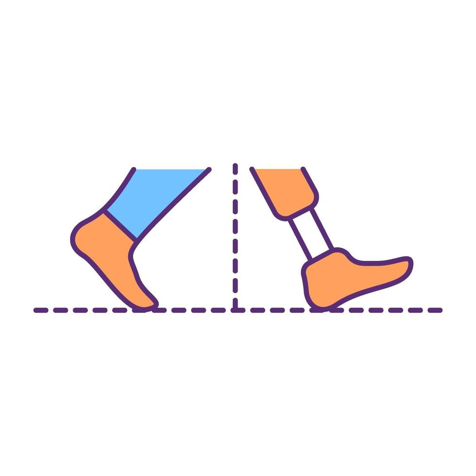Walking stability with prosthesis RGB color icon vector